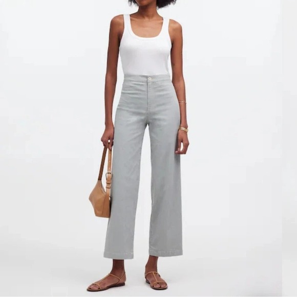 Madewell Pants - Madewell Women's The Emmett Wide-Leg Crop Speckle Blue Cotton Pants Size 26